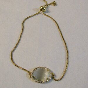 New NWOT Rachel Zoe Adjustable White Oval Faceted Faux Gemstone